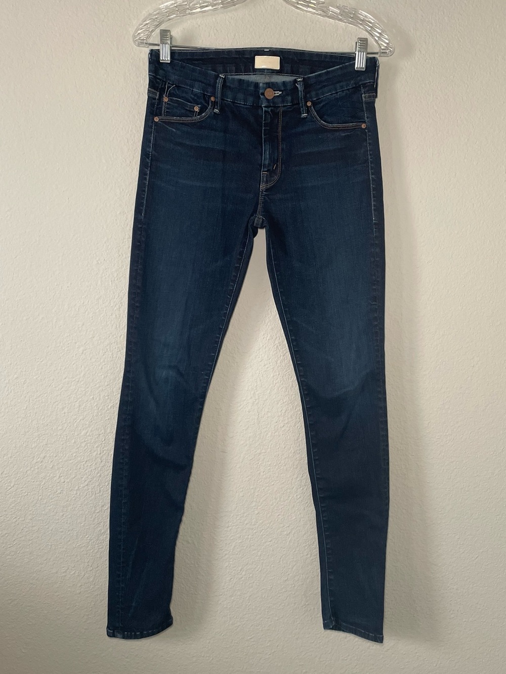 Mother Jeans Womens Sz 28 Low Rise The Looker Wash No Play Skinny Jean Dark Wash